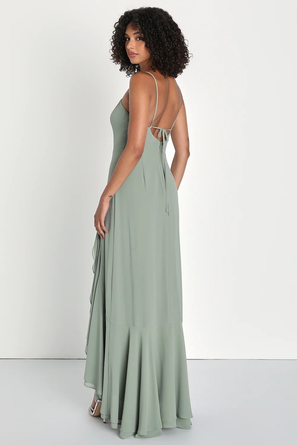 Unforgettable Allure Sage Brush Backless Tiered Maxi Dress | Lulus (US)