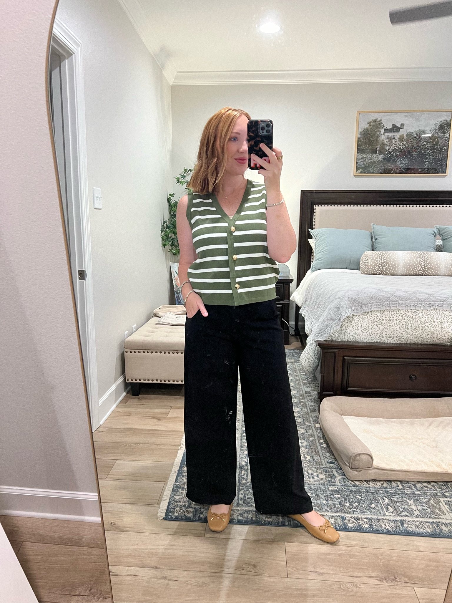 Business casual outfit / work fit / work outfit / chic looks / wide leg pants / ballet flats 

#LTKFindsUnder50 #LTKFindsUnder100