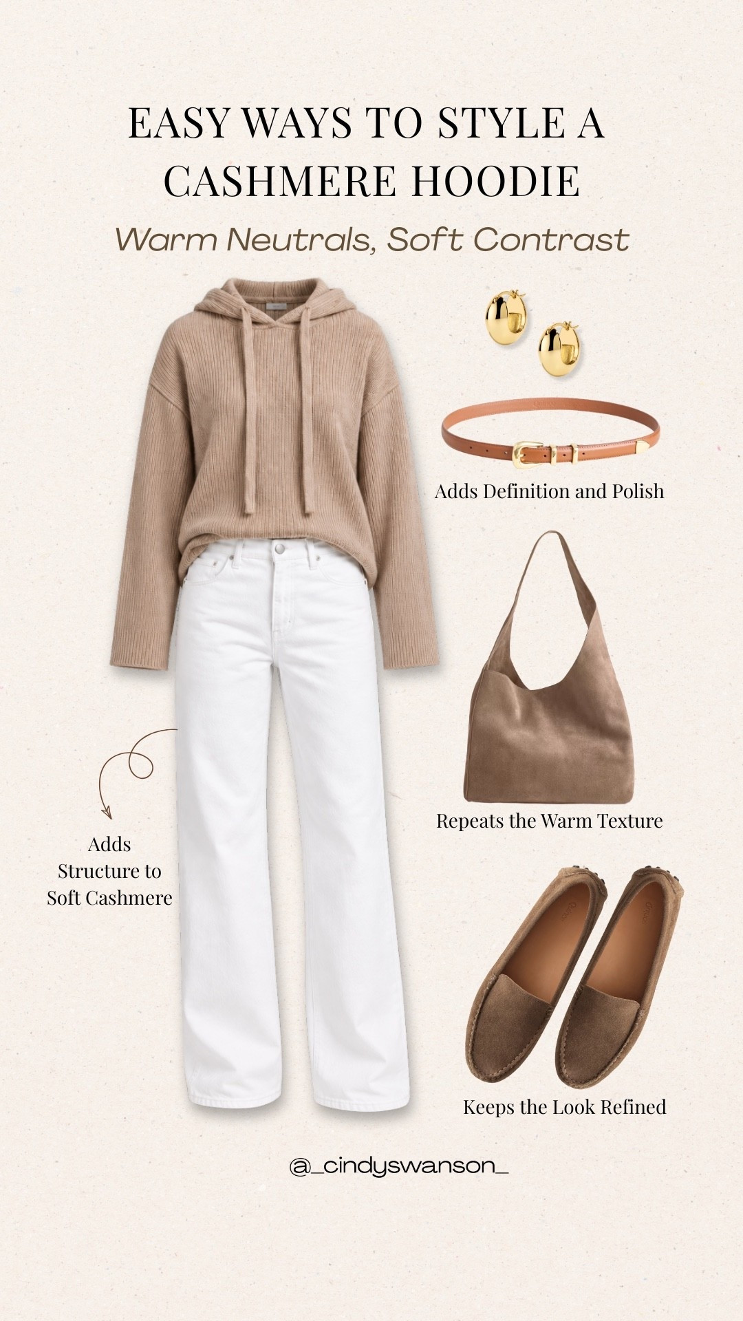 A cashmere hoodie feels especially elevated with crisp white jeans and warm neutral accessories. I love this combination for those days when you want the ease of a casual outfit with a little extra polish.

#LTKootd #LTKOver40 #LTKSeasonal