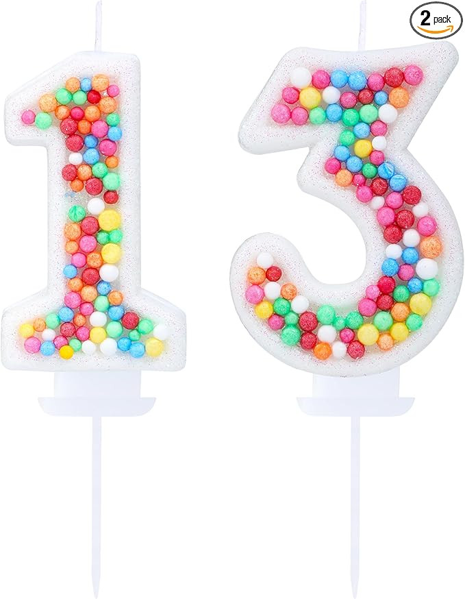 13 Birthday Candle Rainbow Number 13 Candle for 13th Birthday Cakes Girl Women Colorful Sweet The... | Amazon (US)