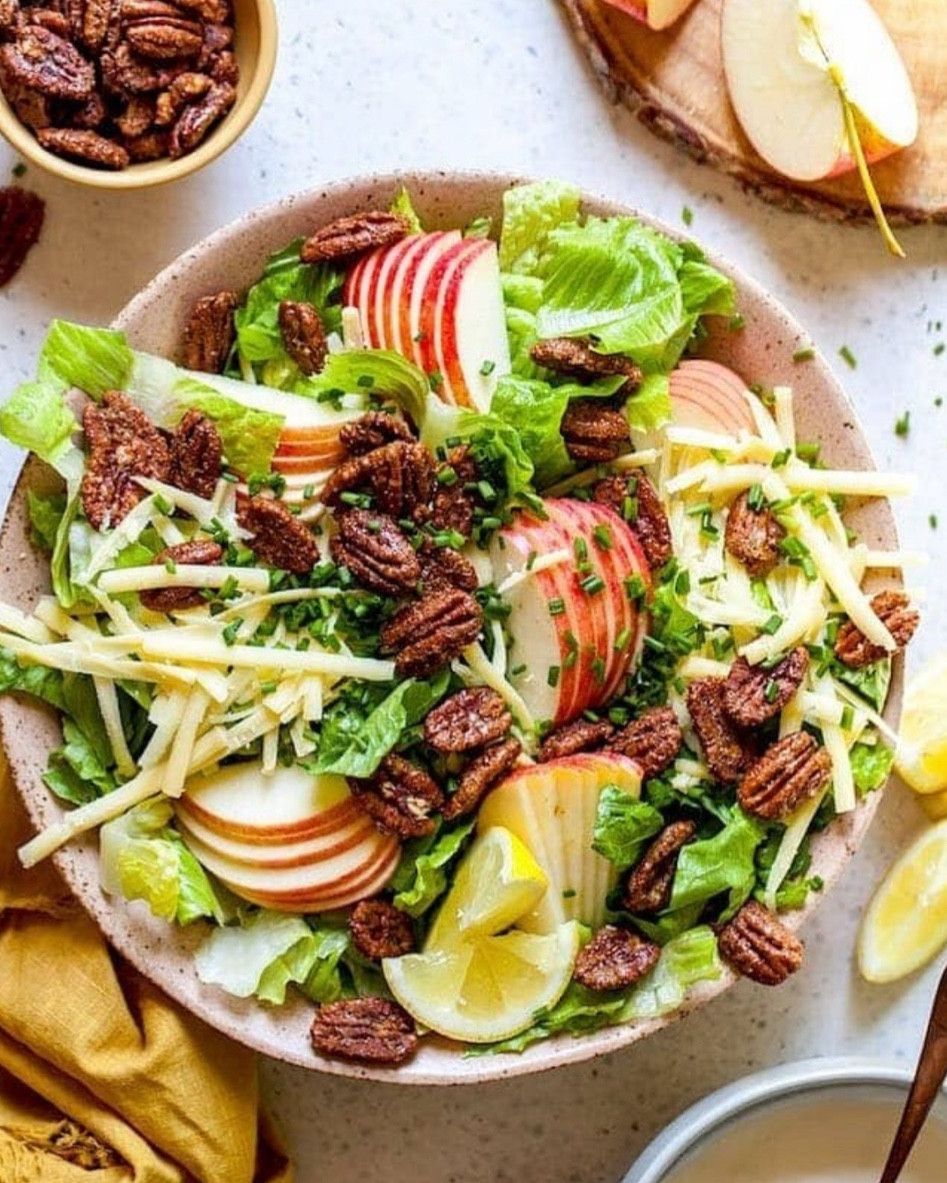 This Apple Salad with candied pecans, white cheddar, and creamy lemon dressing is a fall favorite and always a hit at potlucks, Thanksgiving, and dinner parties! Full recipe on my blog at TwoPeasAndTheirPod.com

#LTKHome #LTKFindsUnder100 #LTKSeasonal