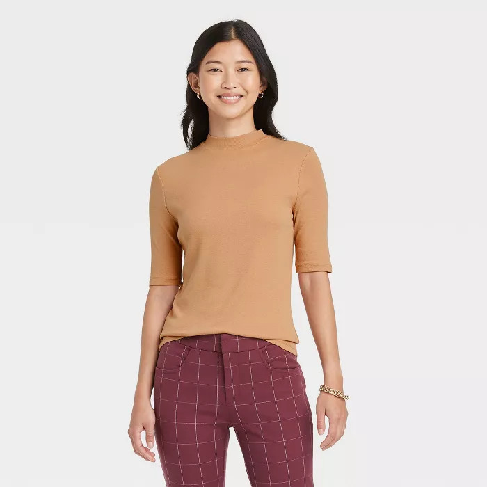 Women's Elbow Sleeve Mock Turtleneck T- Shirt - A New Day™ | Target