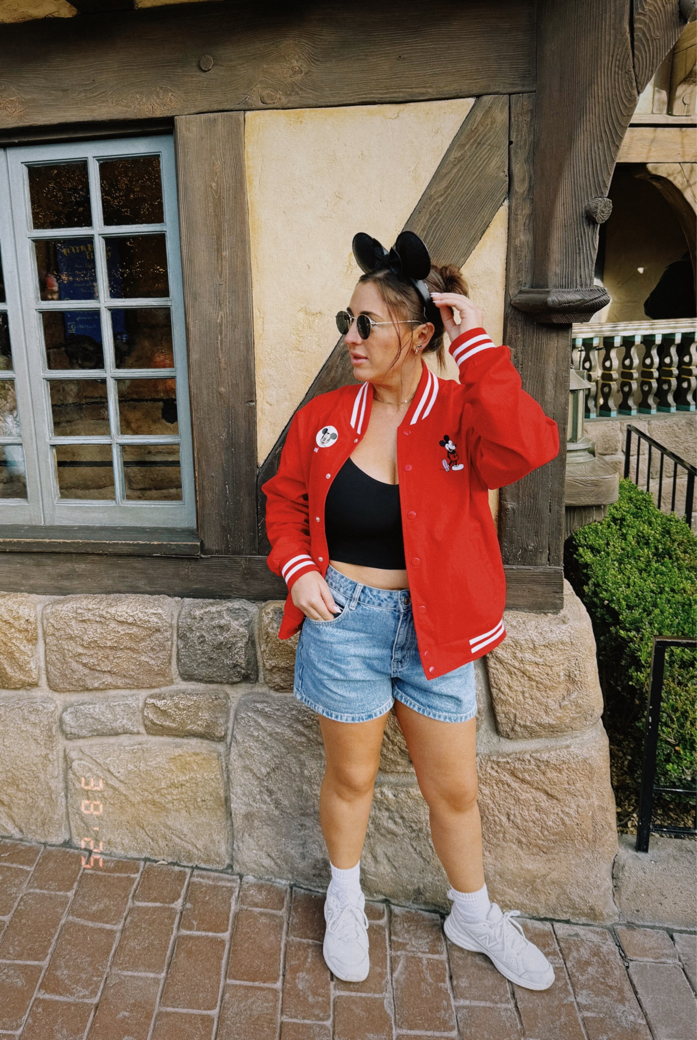Disney outfit inspo ✨ Mom jean shorts, a cute Mickey jacket, and classic Mickey ears for the perfect mix of comfy and stylish! 🖤 #DisneyStyle #ComfyAndCute

#LTKTravel #LTKFamily #LTKMidsize