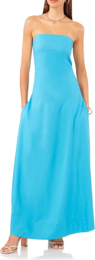 Strapless Linen Blend Maxi Dress | Nordstrom