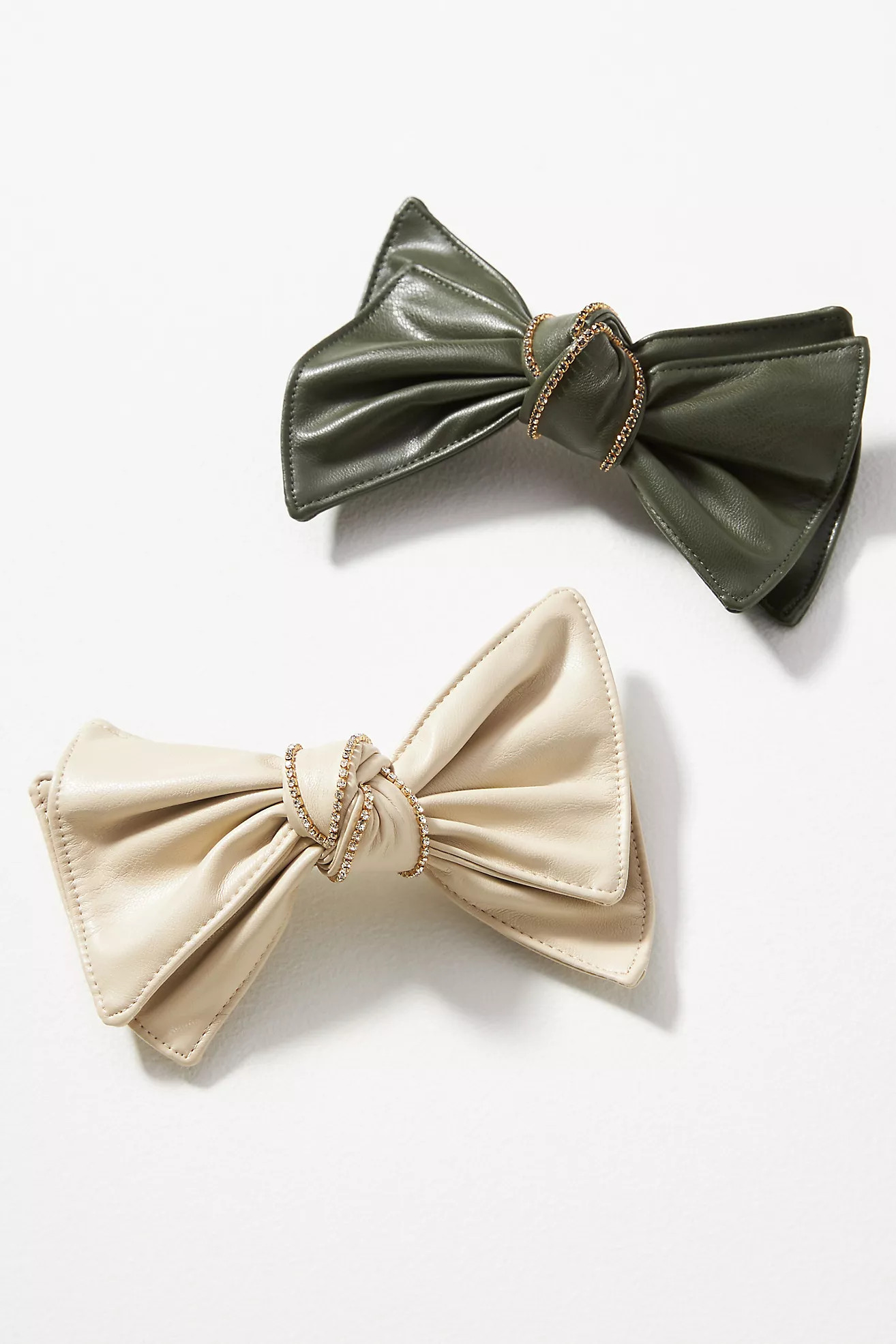 Studded Faux-Leather hair Bows, Set of 2 | Anthropologie (US)