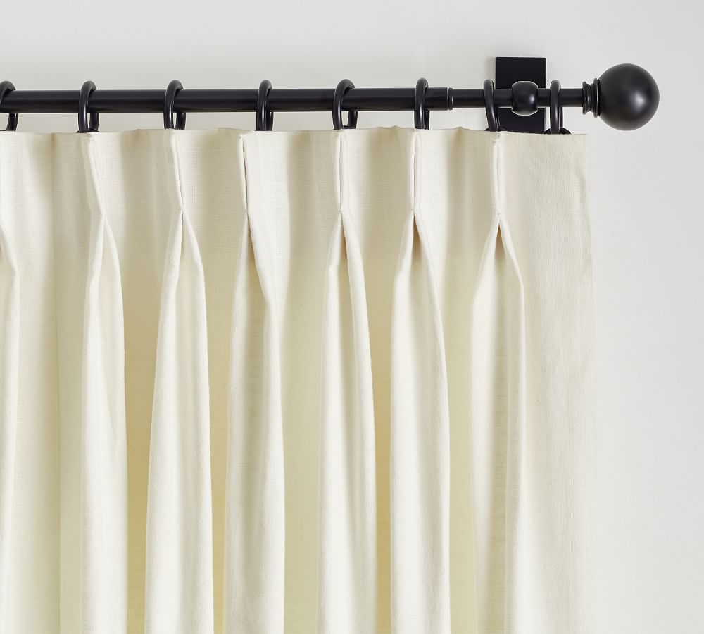 Emery Linen Pinch Pleat Curtain, 50 x 124&amp;quot;, Oatmeal | Pottery Barn (US)