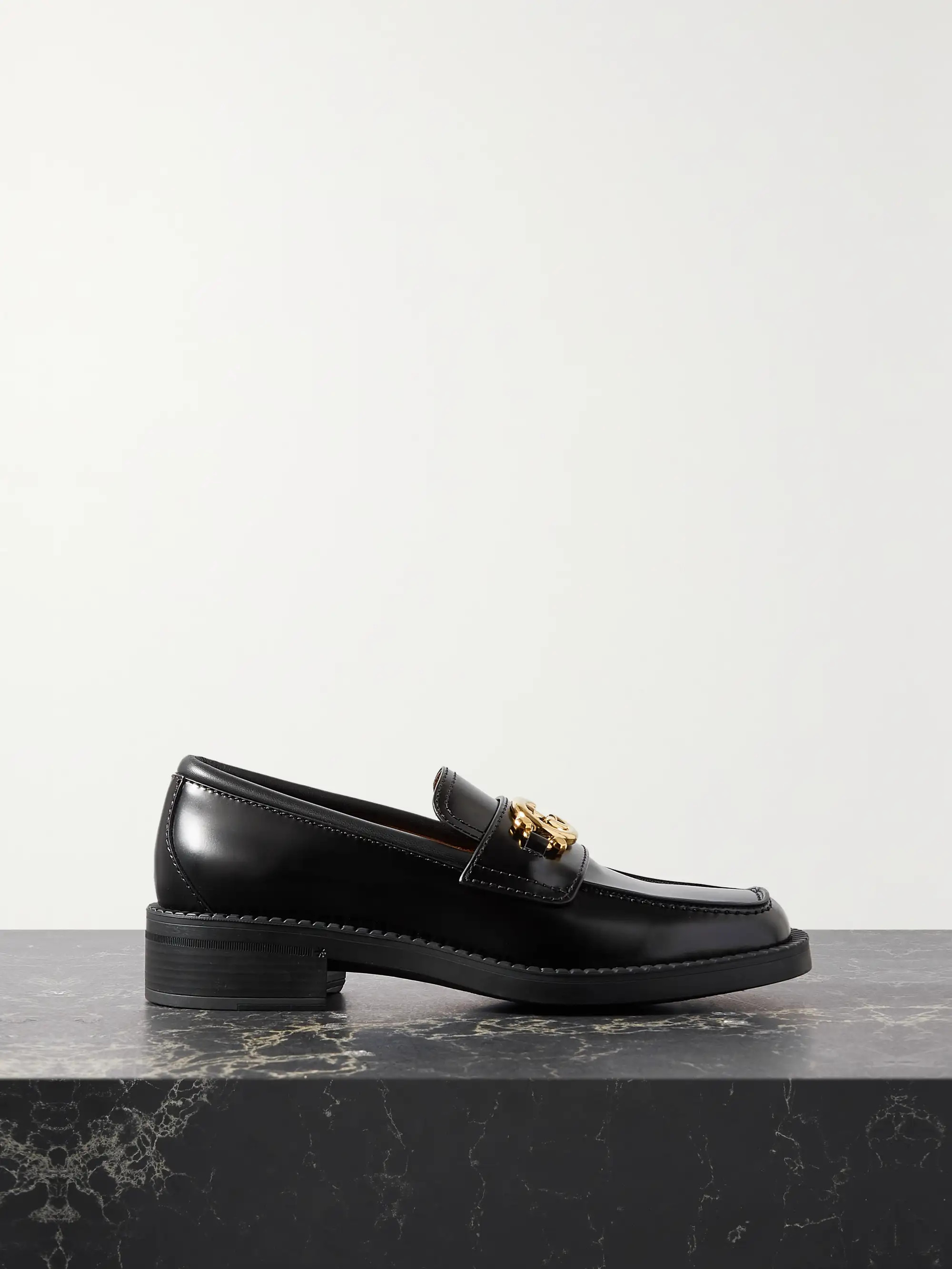 Nadeline logo-embellished glossed-leather loafers | NET-A-PORTER (US)