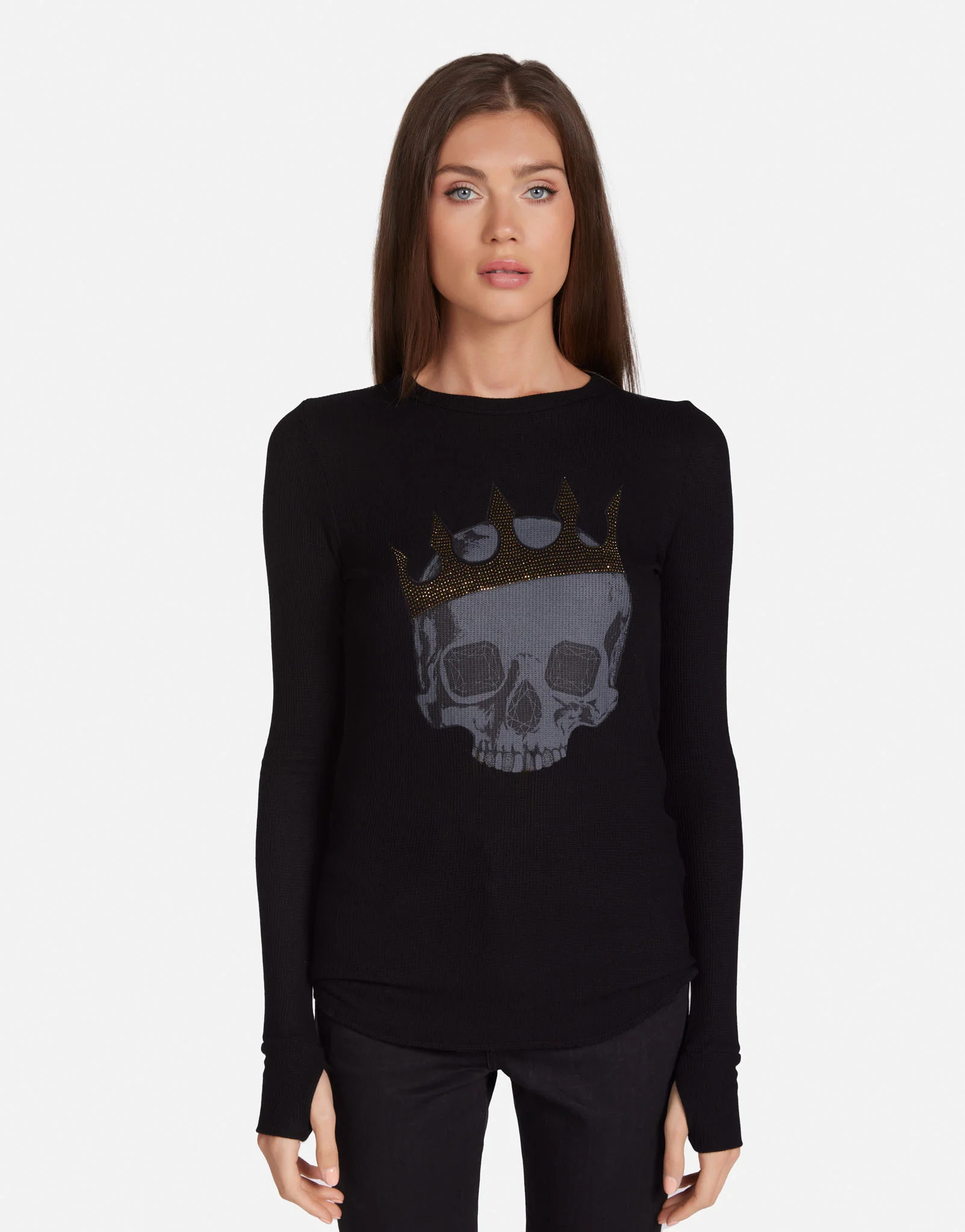 Diamond Royal Skull Fitted Thermal in Black | McKinley by Lauren Moshi | Lauren Moshi