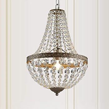 Bestier French Empire Antique Silver Finish Farmhouse Crystal Pendant Chandelier Lighting LED Ceilin | Amazon (US)