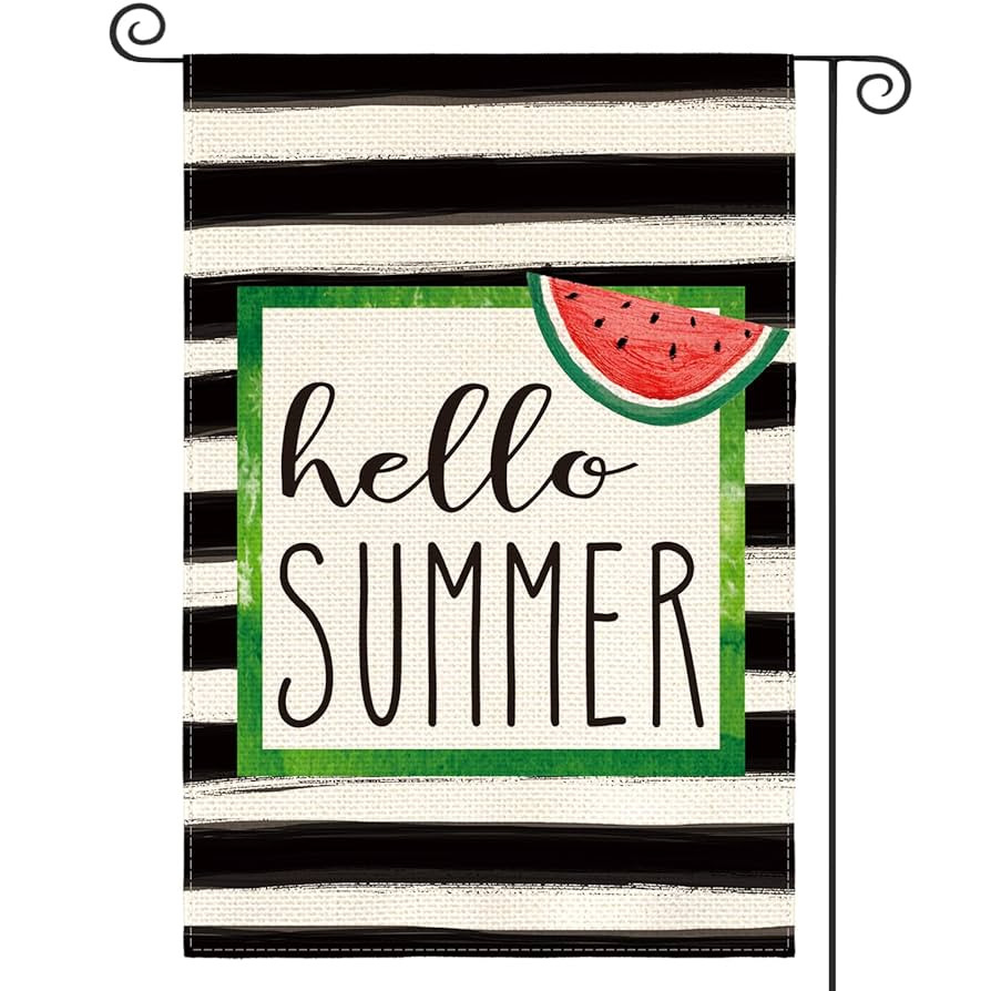 AVOIN colorlife Watercolor Stripes Hello Summer Watermelon Garden Flag Double Sided Outside, Holi... | Amazon (US)
