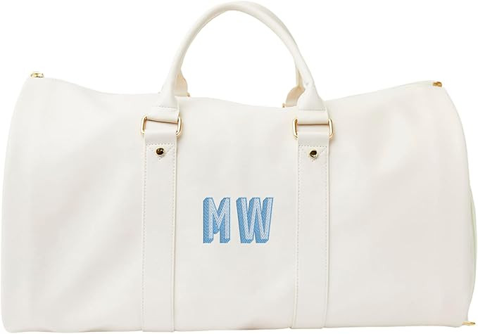 Personalized Convertible Garment Duffel Bag – Embroidered Vegan Leather Weekender with Shoe Poc... | Amazon (US)