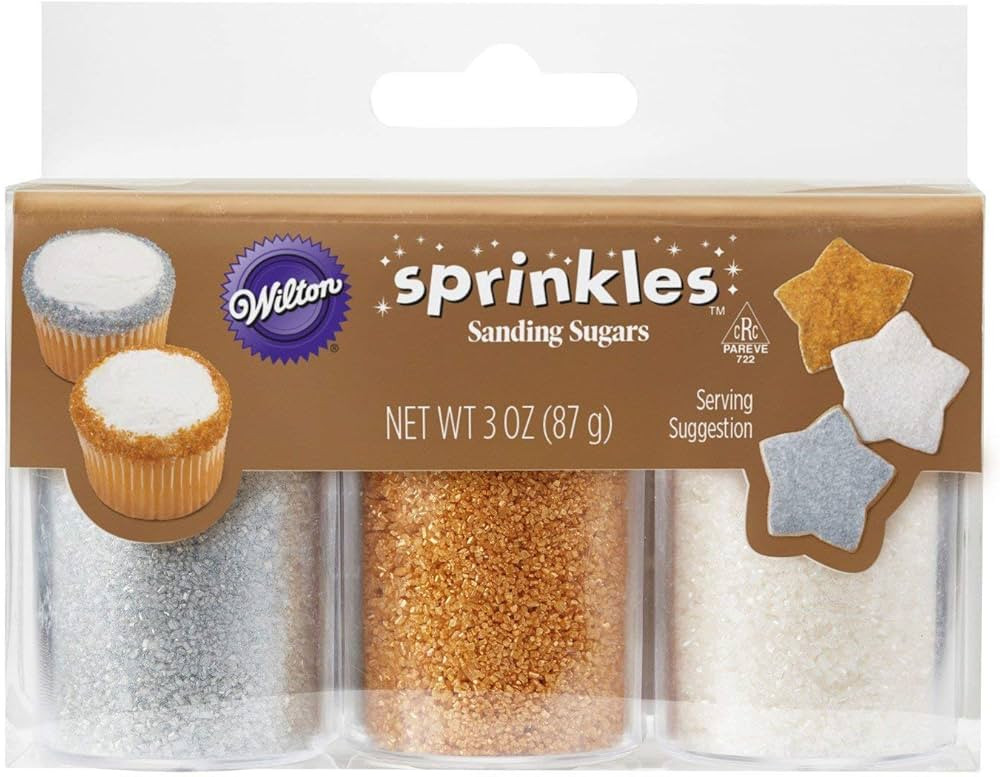 Wilton Sprinkles Sanding Sugars, White Sliver & Gold, 3 Ounce (1 Pack) | Amazon (US)