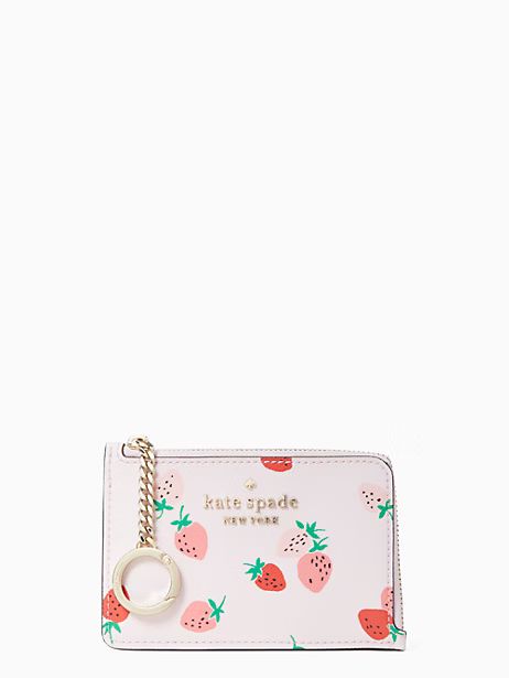 staci wild strawberries medium l-zip card holder | Kate Spade Outlet