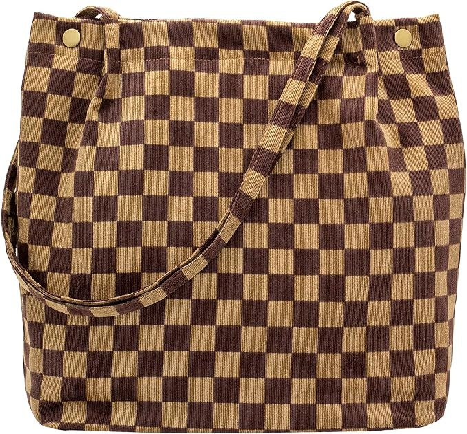 PAZIMIIK Corduroy Tote Bags for Women Reusable Grocery Shopping Shoulder Go-to Everyday Bag | Amazon (US)