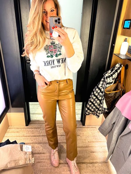 Abercrombie try on! Unfortunately the sweatshirt isn’t online, but available in stores! 
*wearing size small in the sweatshirt and 4/27 in the pants. 

#LTKstyletip #LTKFind #LTKSeasonal