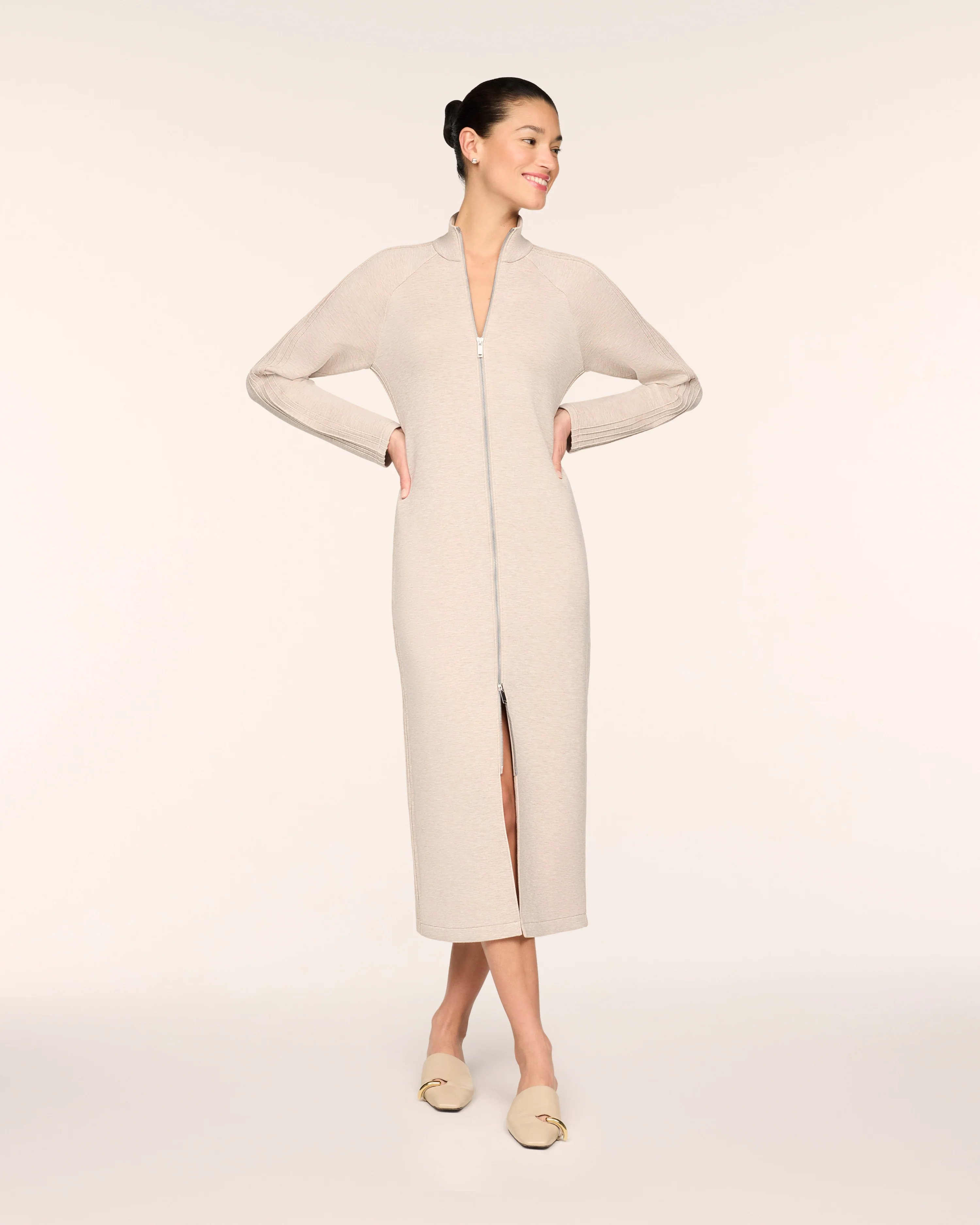 Pintuck Zip Front Maxi Dress | Spanx