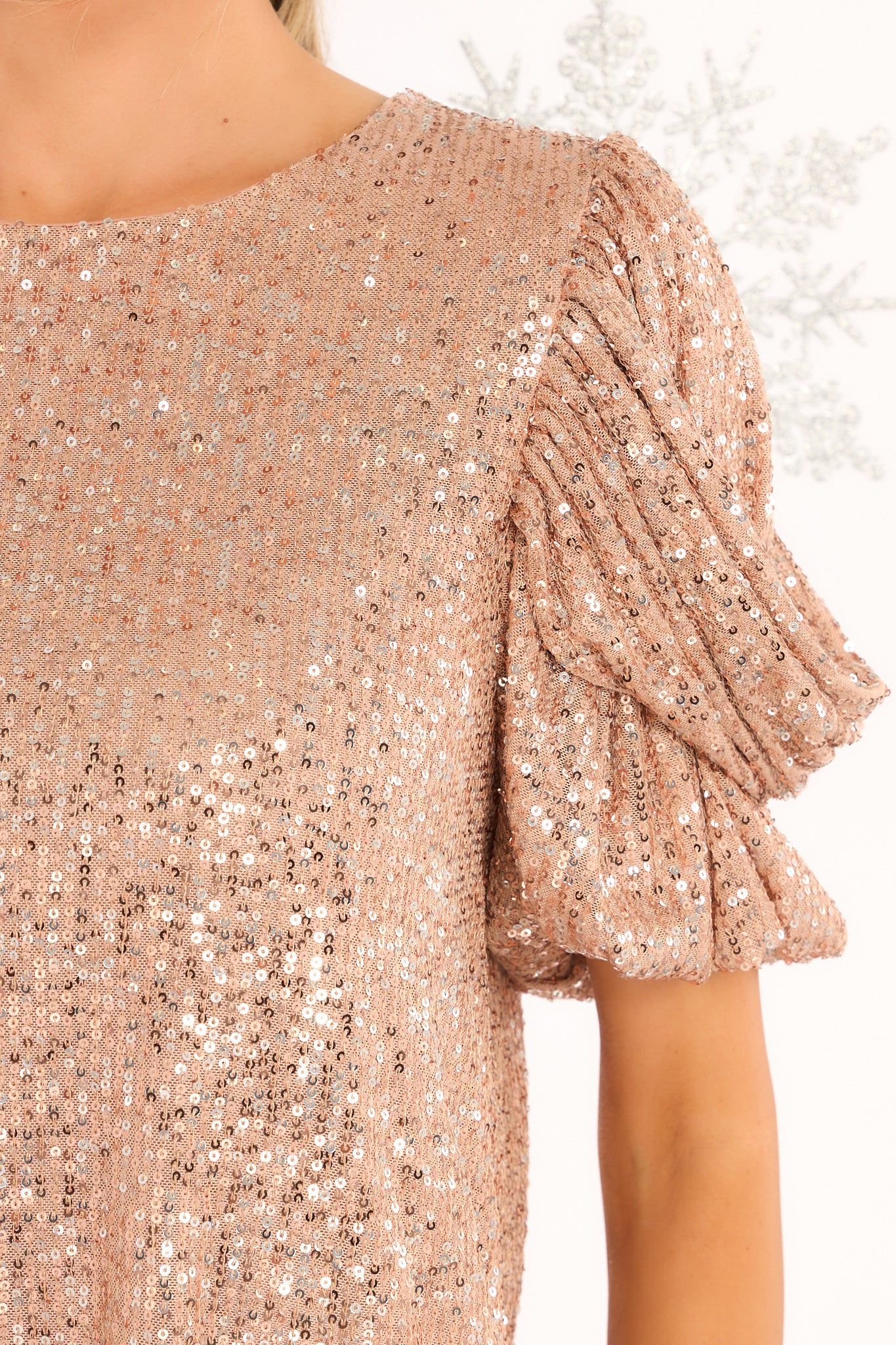 Shimmering Delight Champagne Sequin Top | Red Dress 