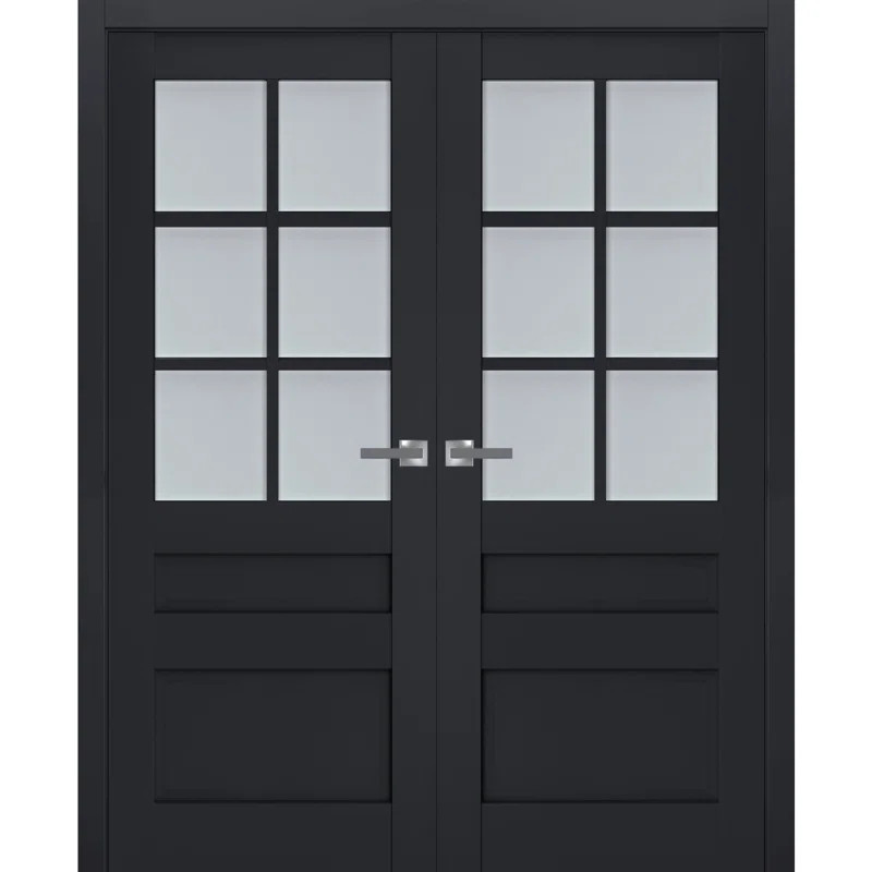 Veregio Frosted Glass Paneled Wood French Doors | Wayfair North America