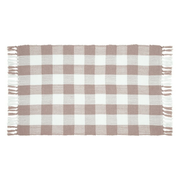 Gingham Fringe Valentine's Day Indoor/Outdoor Layering Rug, Pink and White, 24" x 38", by My Texa... | Walmart (US)
