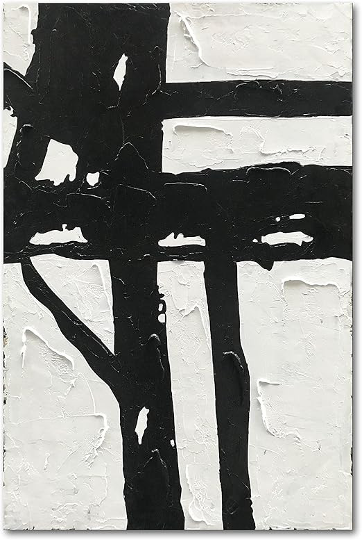 NANKAI Hand-Painted Black And White Abstract Wall Art Contemporary Minimalist Oil Painting Art 45... | Amazon (US)