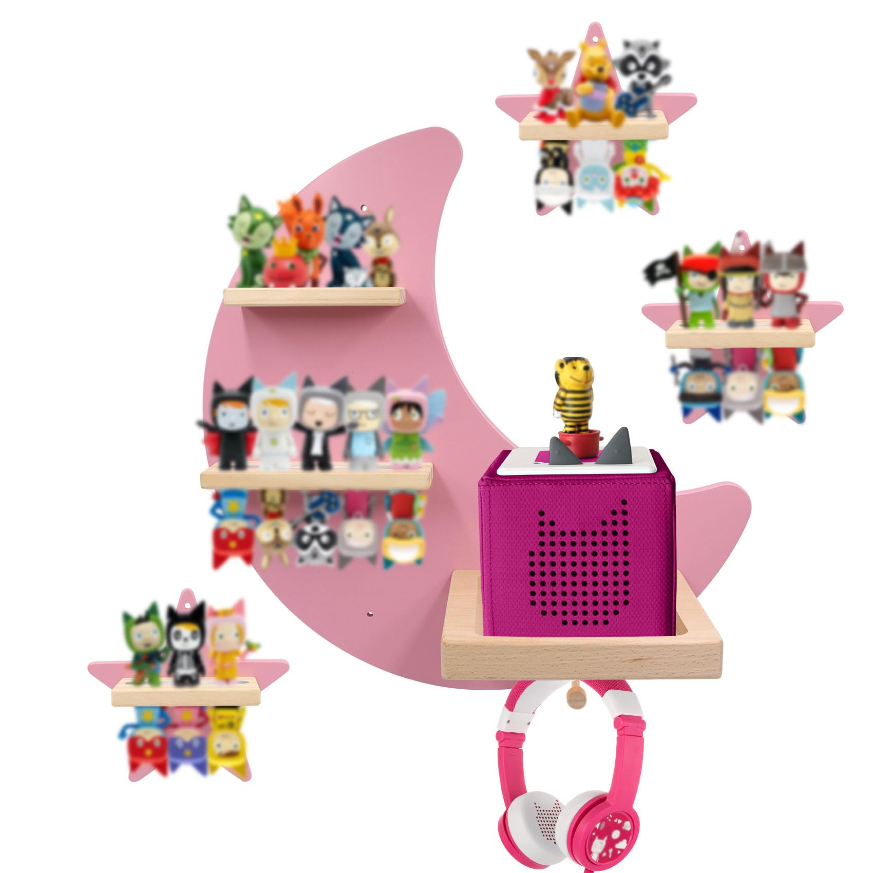 for Toniebox 2 and Toniebox 1 Tonie Shelf Wall Mounted Set of 4 (Moon and 3 Stars),Tonies Figures... | Amazon (US)