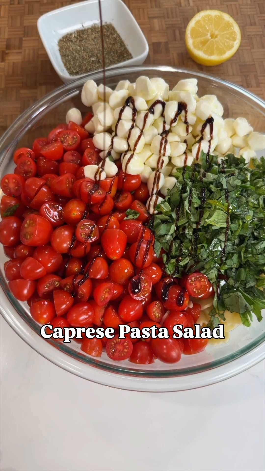 Summer pasta nights just hit different ☀️🍝 This Caprese Pasta Salad is fresh, flavorful, ridiculously easy, and perfect for busy summer nights 🙌 Minimal cooking, simple ingredients, and ready in under 20 minutes!

✨ Here’s what you’ll need:
• 12 oz rotini or bowtie pasta (cooked + cooled)
• 32 oz cherry tomatoes, halved
• 16 oz mozzarella pearls
• 1 cup fresh basil, chopped
• 2–3 tbsp Italian seasoning
• 3 tbsp olive oil
• 2 tbsp balsamic glaze (plus extra for drizzle)
• Salt + pepper to taste
• Optional: squeeze of lemon juice for brightness

Toss everything together and serve with warm garlic toast for the easiest summer dinner ever 😍

Perfect for BBQs, pool days, weeknight dinners, or feeding a crowd on a budget 👏

#SummerDinnerIdeas #CapresePastaSalad #EasySummerRecipes #PastaNight #FamilyDinnerIdeas #BudgetFriendlyMeals #QuickDinnerRecipes #SummerRecipes

#LTKSeasonal #LTKHome #LTKfoodie