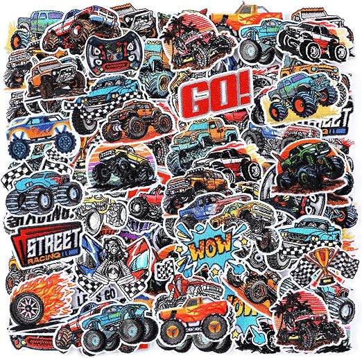 72 Pcs Monster Truck Iron on Patches Embroidered Racing Iron on Truck Hat Patch 36 Style Race Car... | Amazon (US)