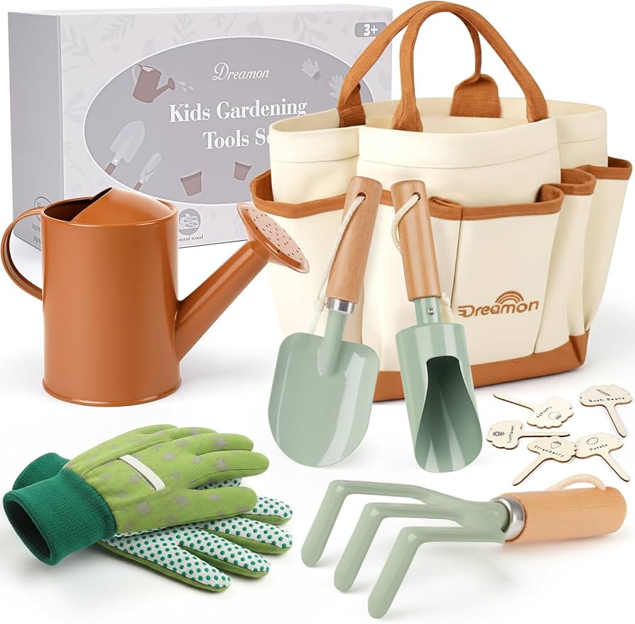 Dreamon Gardening Set Toys for Kids, Quality Garden Tool Kit Includes Tote Bag, Gloves, Shovel, R... | Amazon (US)