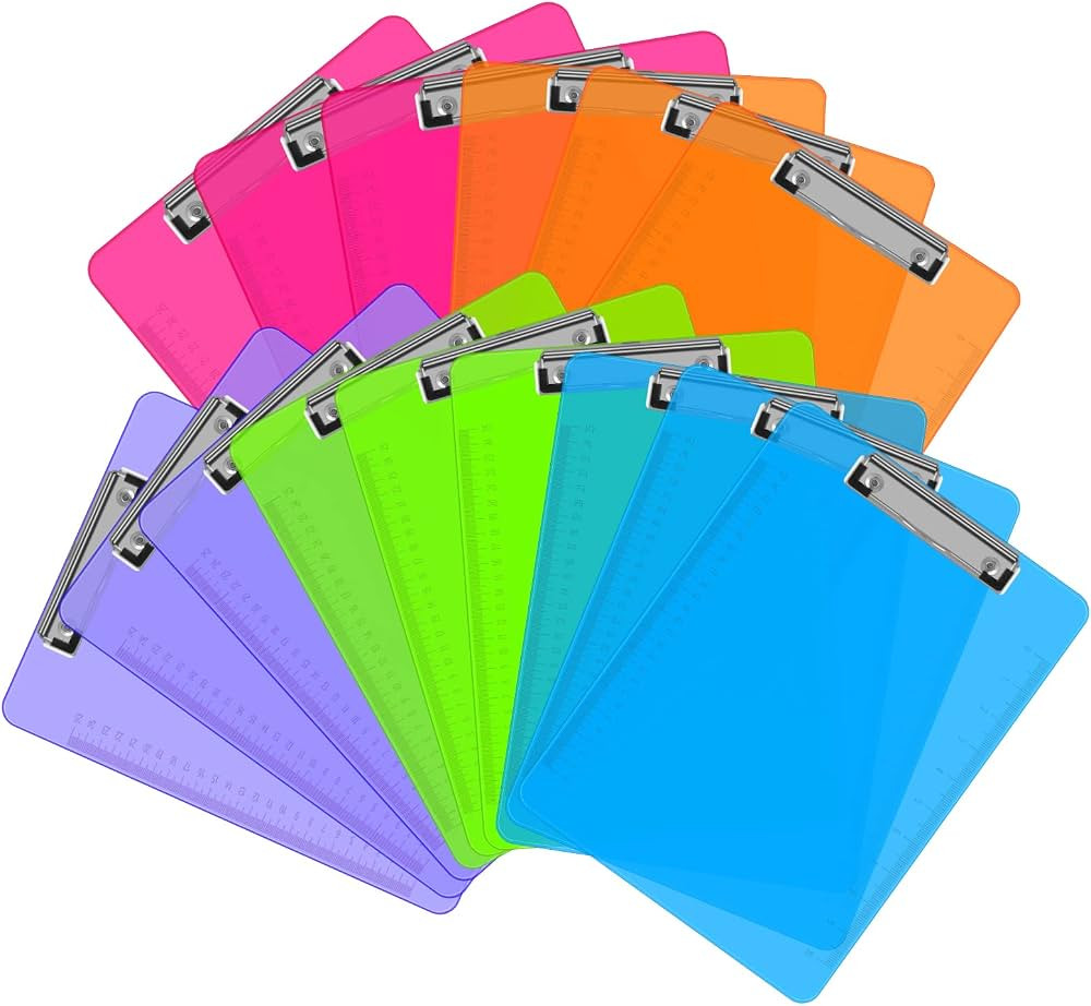 Clipboards, HERKKA 15 Pack Plastic Clipboards Low Profile Clip Standard A4 Letter Size, Office Su... | Amazon (US)