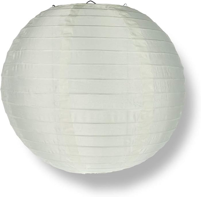 Quasimoon PaperLanternStore.com 4 Inch Beige/Ivory Round Nylon Lantern, Even Ribbing, Hanging Dec... | Amazon (US)