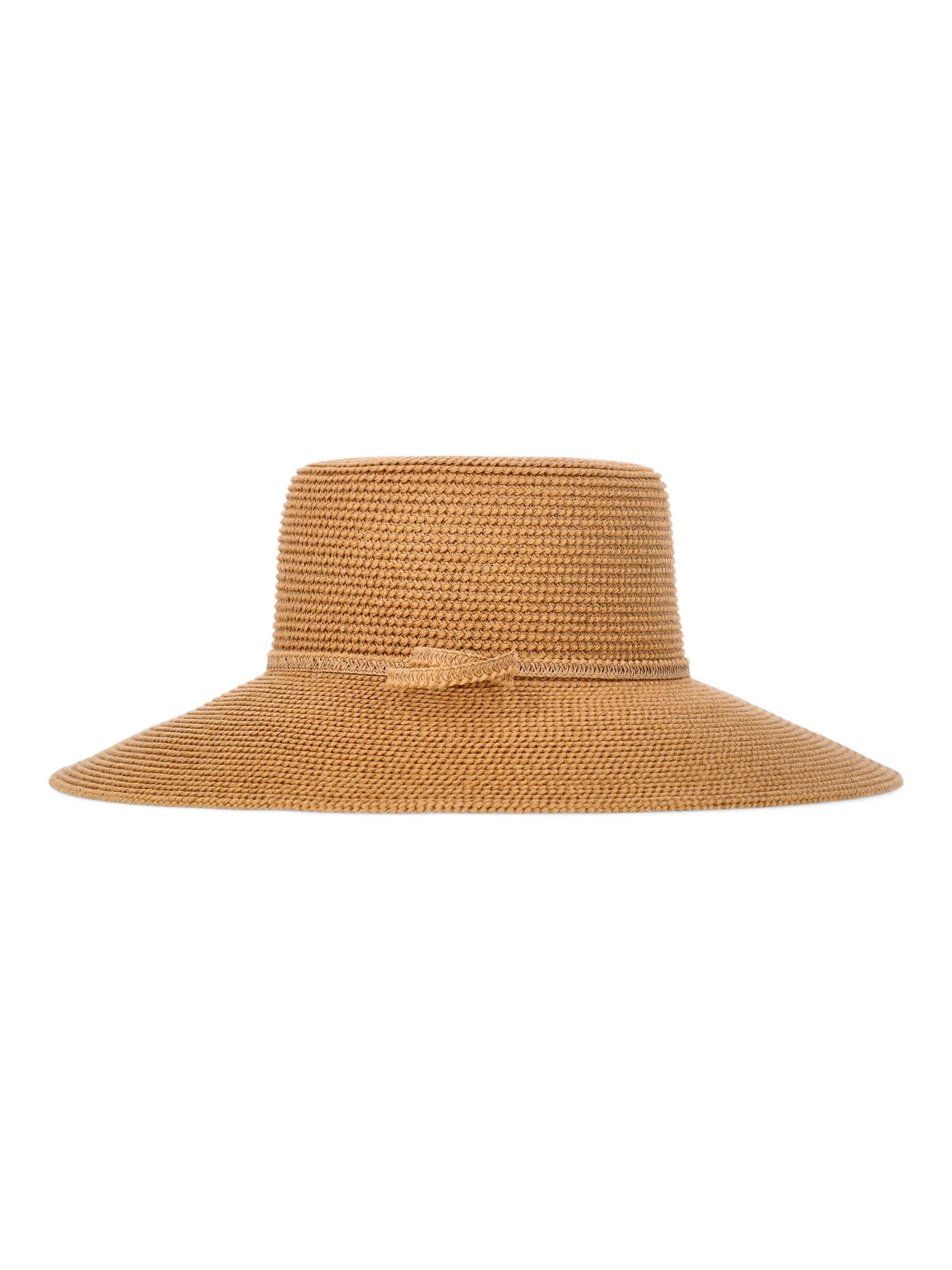 Time and Tru Women's Wide Brim Panama Hat, Brown | Walmart (US)