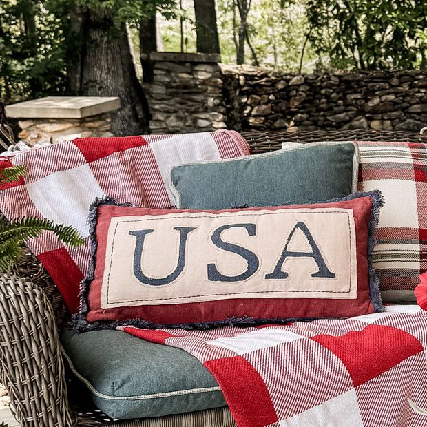 USA Stonewashed Lumbar Pillow | Antique Farm House