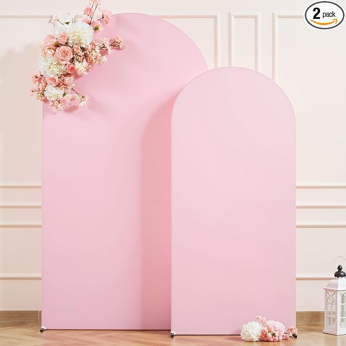 Baby Pink Arch Backdrop Cover Set of 2 Wedding Arch Covers Stretchy Backdrop Decorations Baby Sho... | Amazon (US)