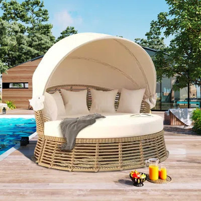 Rapture Wicker Outdoor Patio Daybed with Retractable Canopy | Wayfair North America