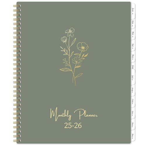 2025-2026 Monthly Planner - 2025-2026 Calendar Monthly Planner, Jul. 2025 - Dec. 2026, 9" x 11", Tabs & Note Pages, Spiral Binding, Thick Paper, Back Pocket | Amazon (US)