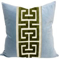 Light Blue Velvet Pillow Cover With Large Greek Key Trim | Etsy (US)