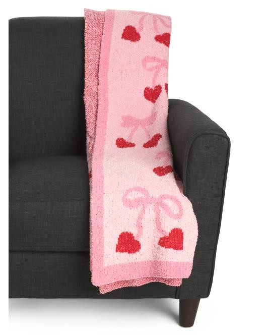 Cherry Bows Feather Yarn Throw | TJ Maxx