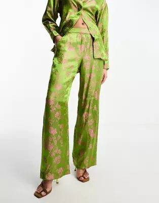 Y.A.S floral jacquard pants in green and pink - part of a set  | ASOS | ASOS (Global)