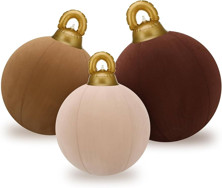 Jenaai 3 Pcs Giant Velvet Christmas Inflatable Ball Ornament Large PVC Christmas Inflatable Balls... | Amazon (US)
