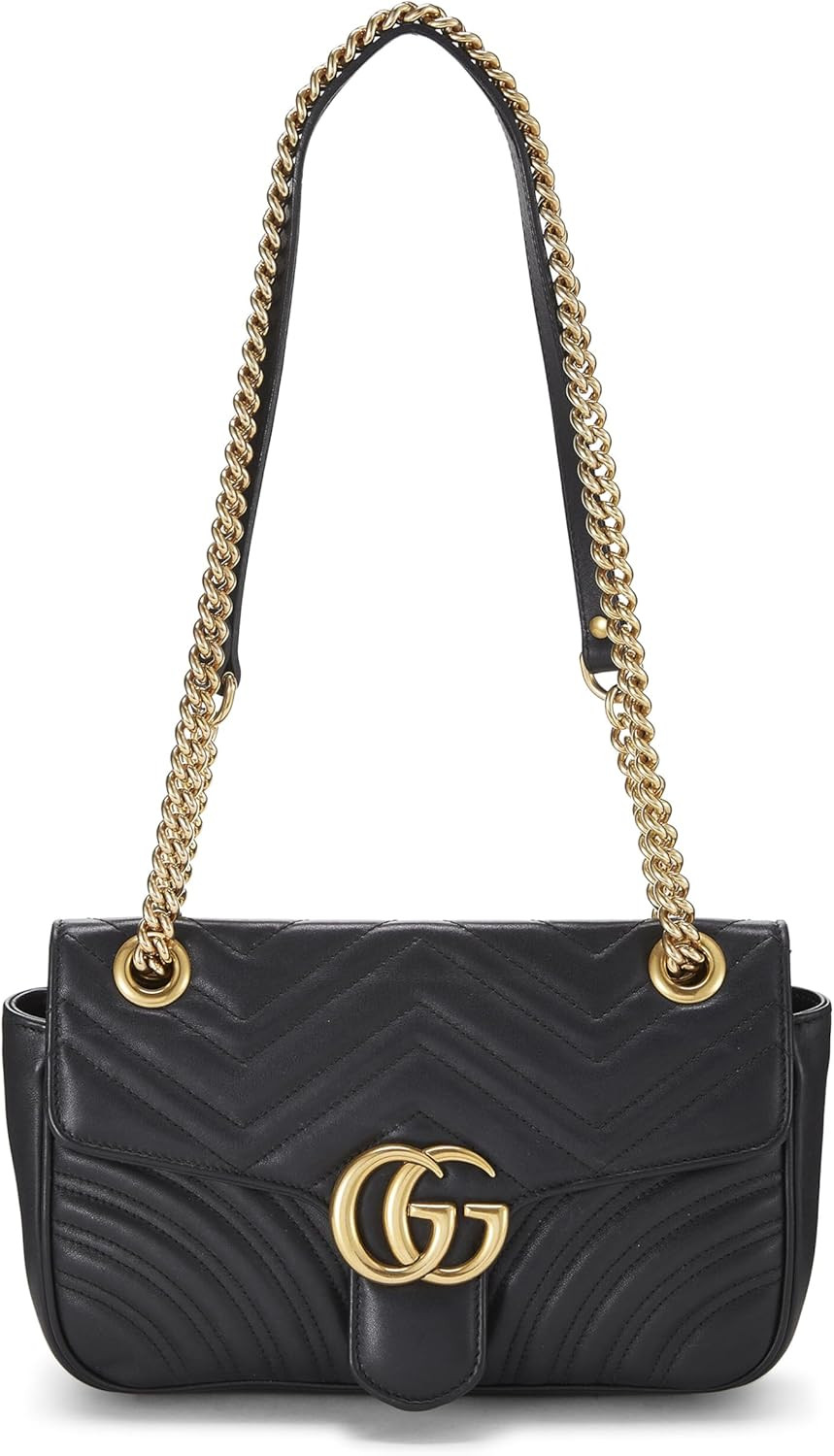 Amazon.com: Gucci, Pre-Loved Black Leather GG Marmont Shoulder Bag Small, Black : Luxury Stores | Amazon (US)