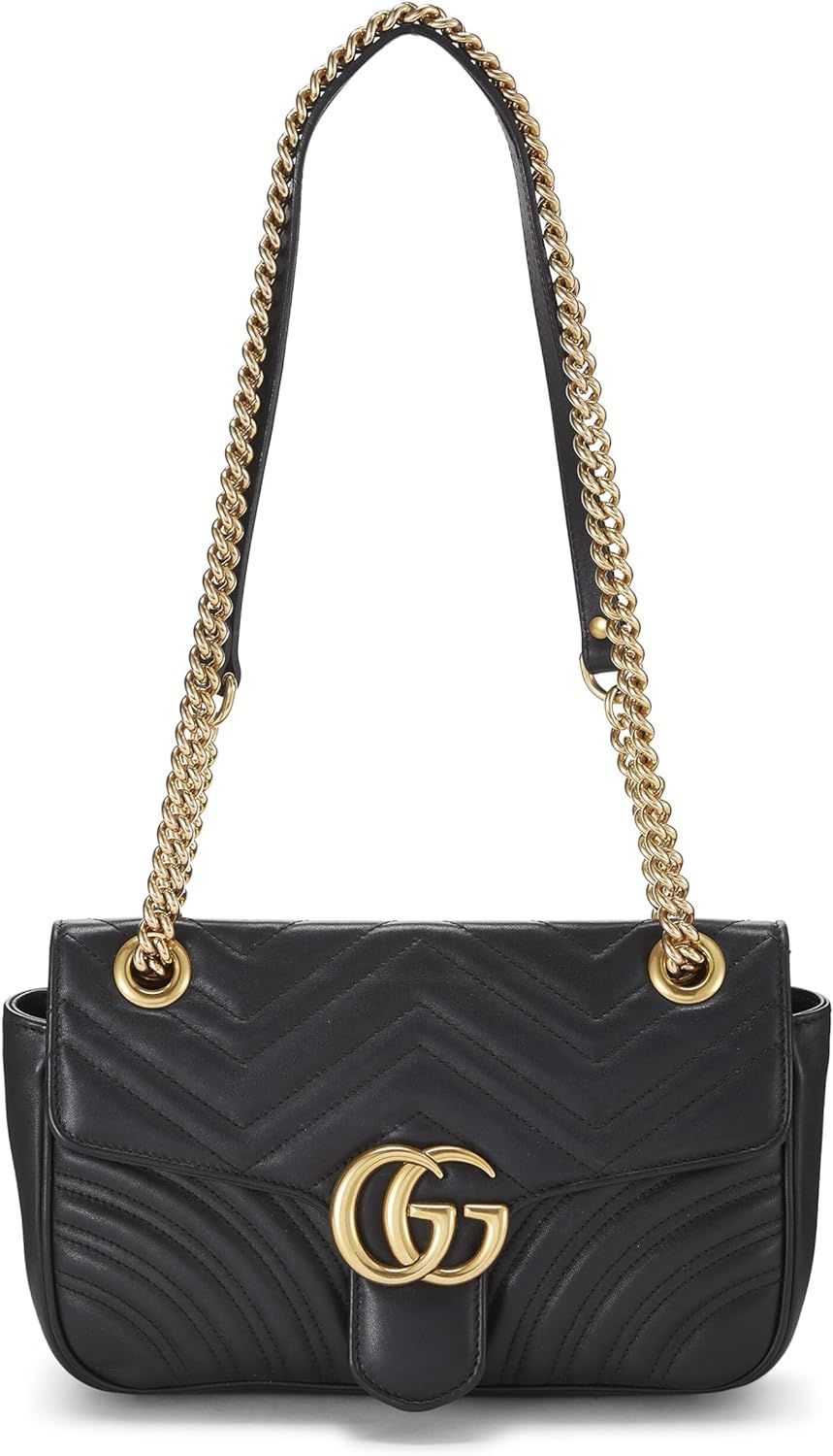 Amazon.com: Gucci, Pre-Loved Black Leather GG Marmont Shoulder Bag Small, Black : Luxury Stores | Amazon (US)