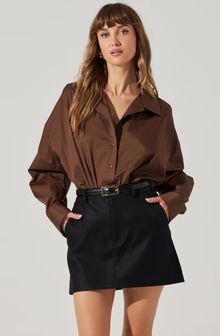 Sahana Button-Up Shirt Bodysuit | ASTR The Label (US)