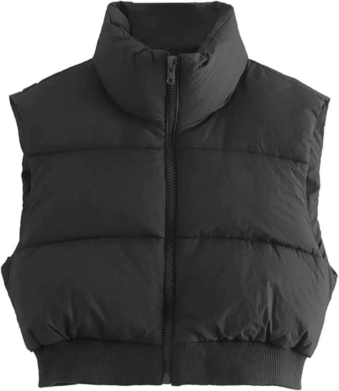 Black High Neck Cropped Puffer Vest curated on LTK