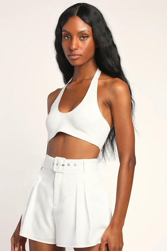 Suit and Score Ivory Pleated Belted Shorts | Lulus