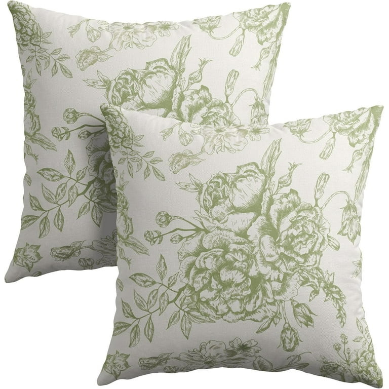 Chinoiserie Pillow Covers 18x18 Set of 2 Sage Green and Cream Floral Throw Pillow Covers Spring F... | Walmart (US)