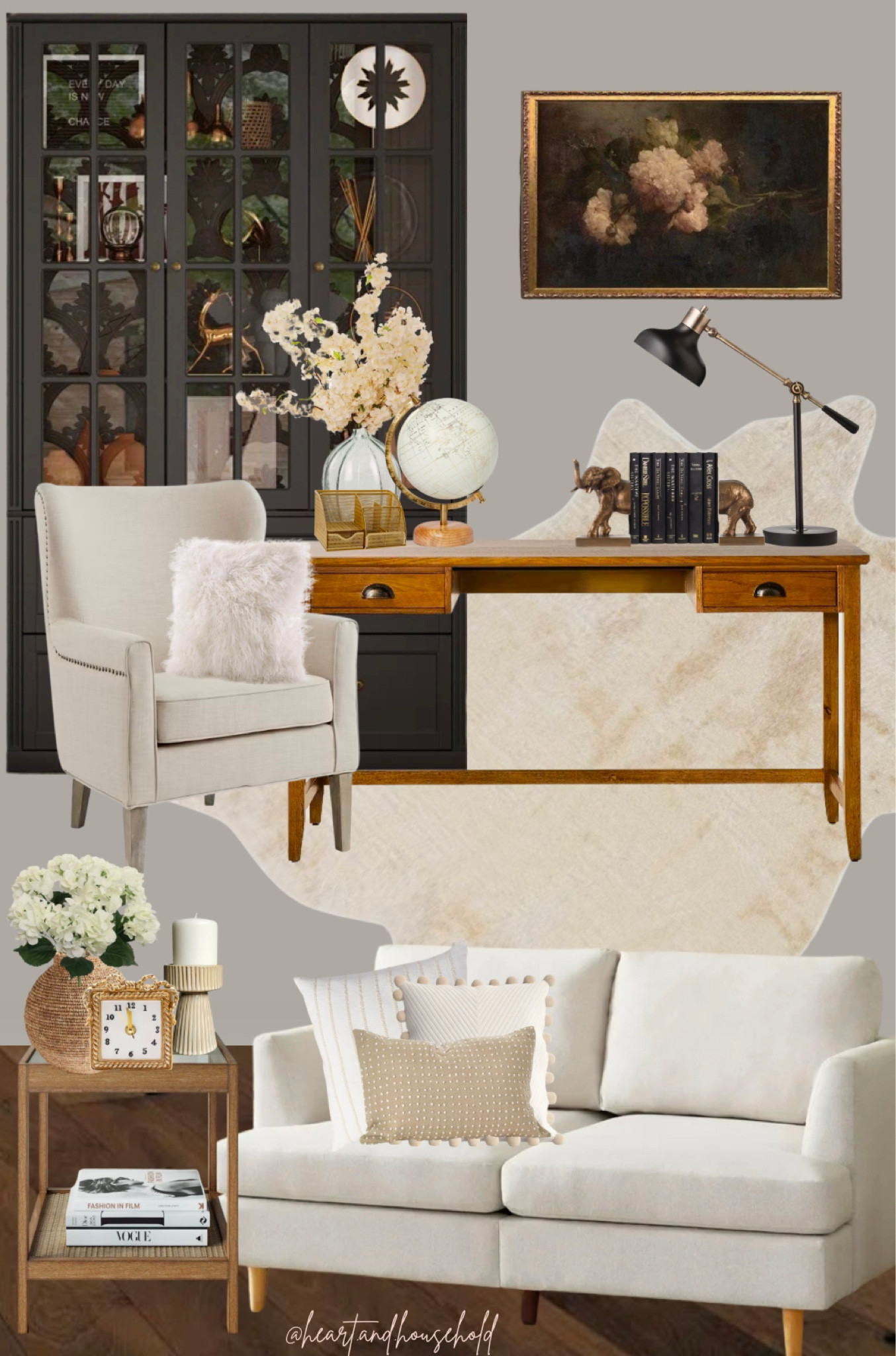 Office decor with a little cozy sitting area. Love this peony art found on Etsy!

#LTKFamily #LTKHome #LTKStyleTip