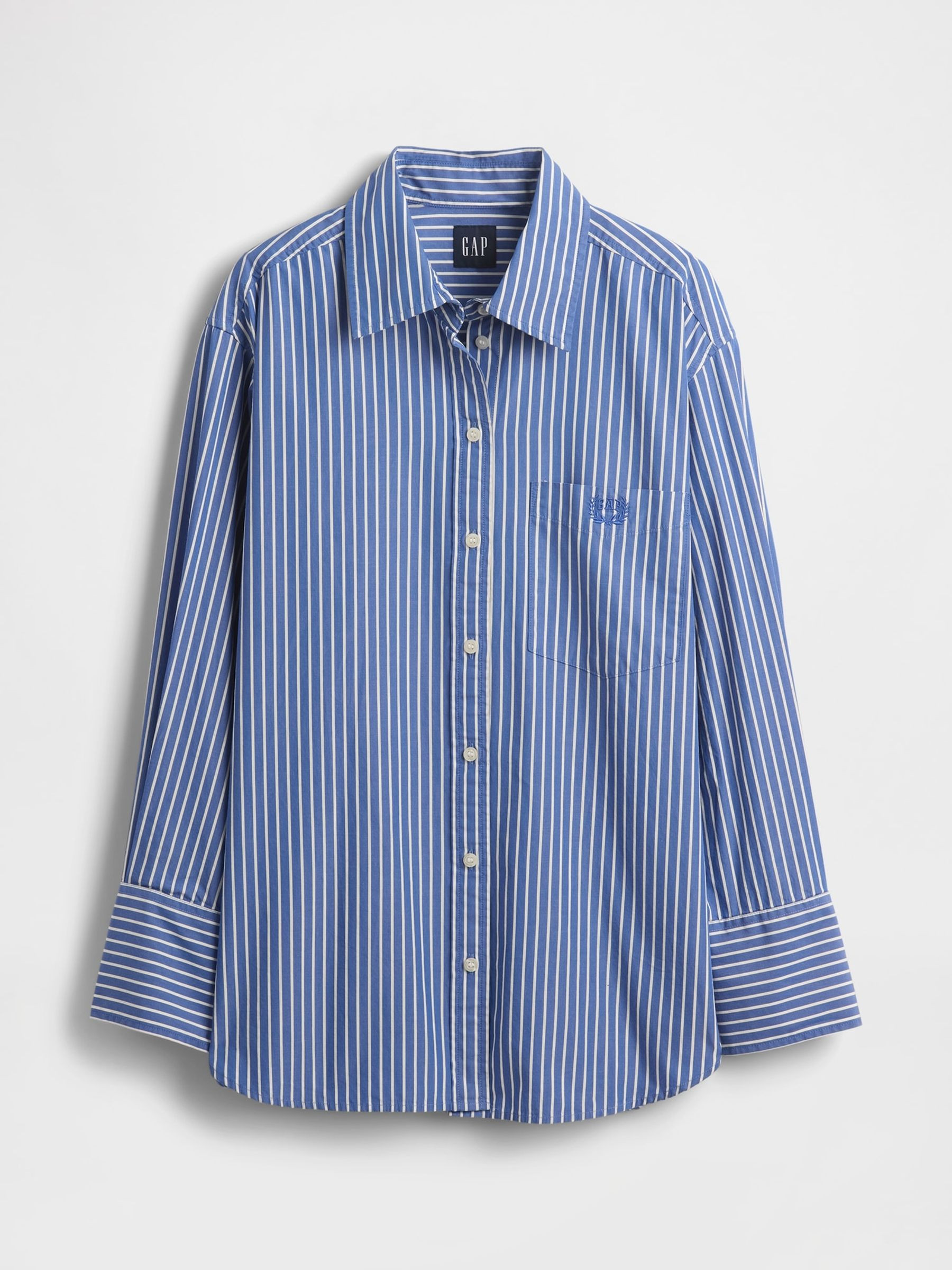 Blue/White Stripe Cotton Poplin Striped Oversized Shirt | Gap | GAP UK
