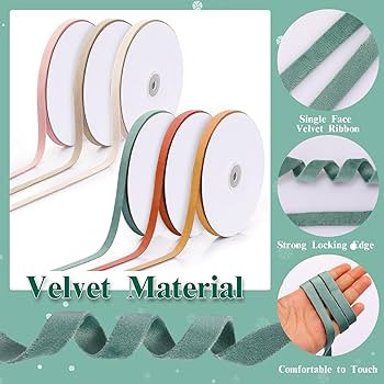 Yunlly 6 Rolls 3/8 Inch Christmas Velvet Ribbon 120 Yards Vintage Assorted Ribbon Multicolored Cr... | Amazon (US)