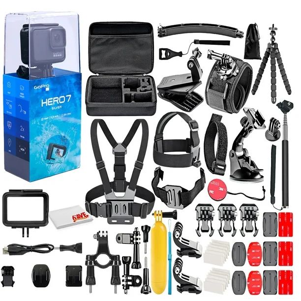 GoPro - HERO7 Silver 4K Waterproof Action Camera - With 50 Piece Accessory Kit - Walmart.com | Walmart (US)