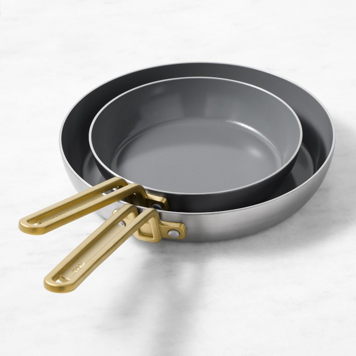 GreenPan™ Stanley Tucci™ Stainless-Steel Ceramic Nonstick Fry Pan Set of 2 | Williams-Sonoma